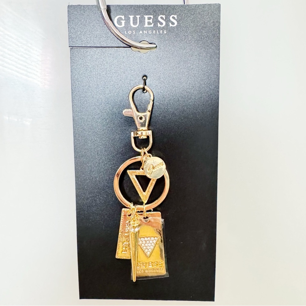 Guess Gold and Goldtone Charm Keychain Purse Charm
